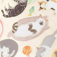 Gold-Foiled Sleeping Cat Poses Sticker Sheet