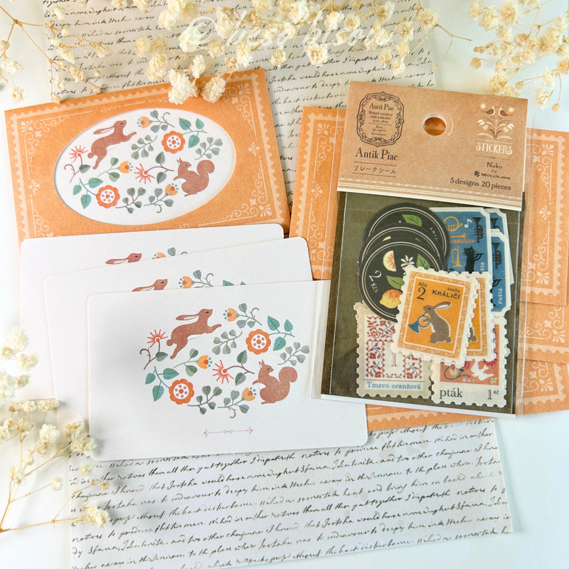 Squirrel & Rabbit Mini Greeting Notecard Set