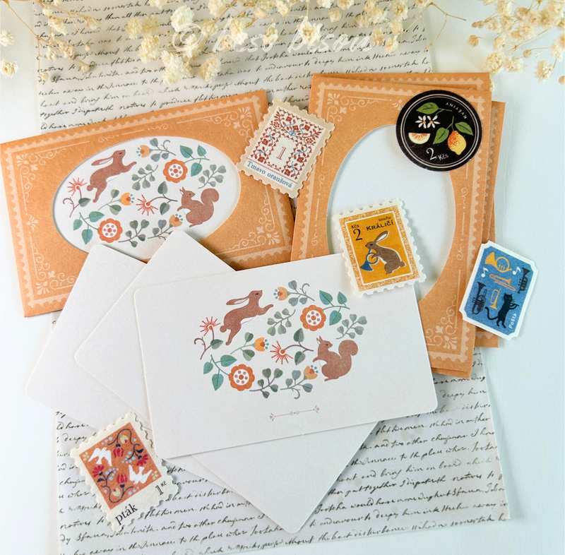 Squirrel & Rabbit Mini Greeting Notecard Set