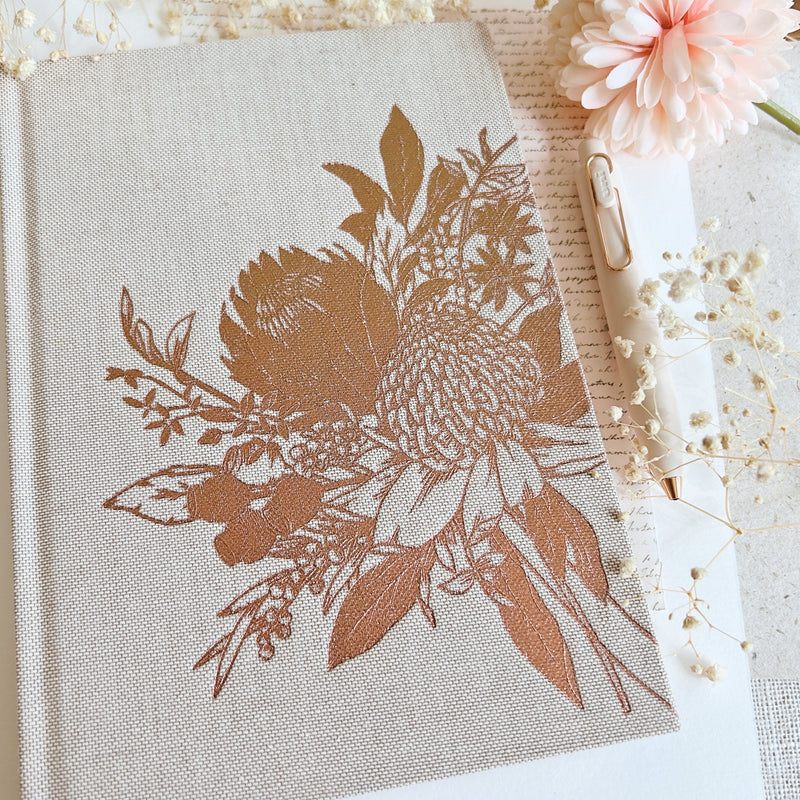 Typoflora - Waratah Linen Journal (Lined)