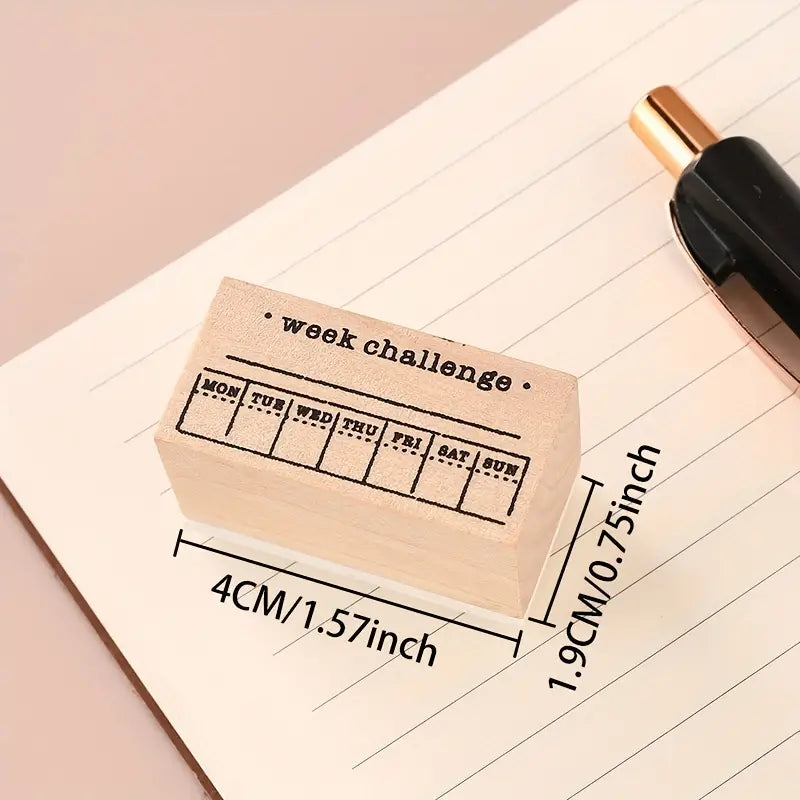 Weekly Goal & Habit Tracker Wooden Rubber Stamp