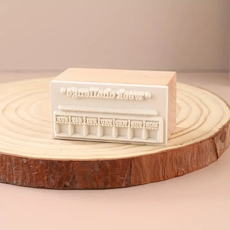 Weekly Goal & Habit Tracker Wooden Rubber Stamp