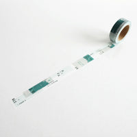 Yohaku -  "Report"  Green Grid Retro Washi Tape (Y057)