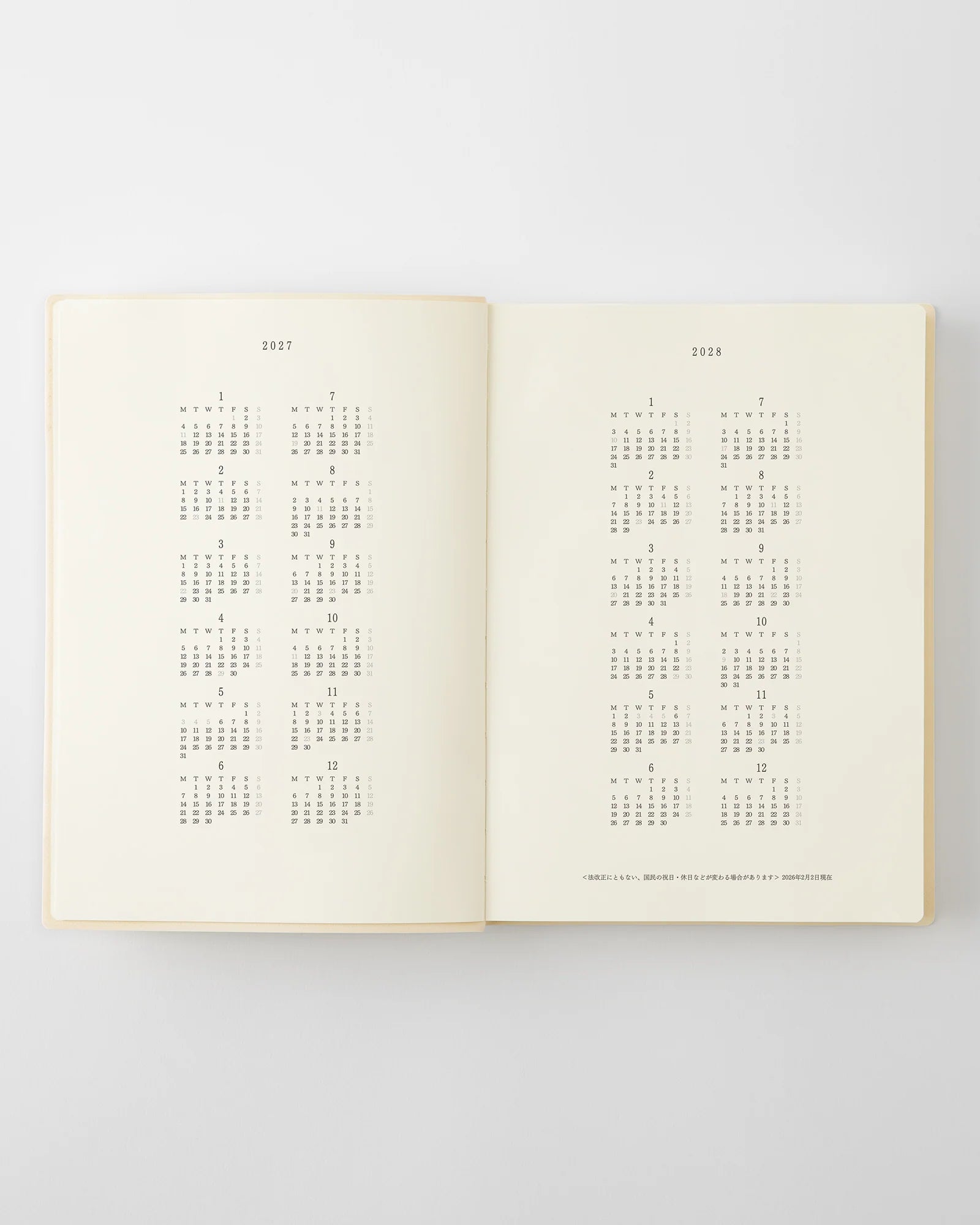 Midori - 2027 1-DAY-1-PAGE (A5 or A6) | MD Notebook Diary