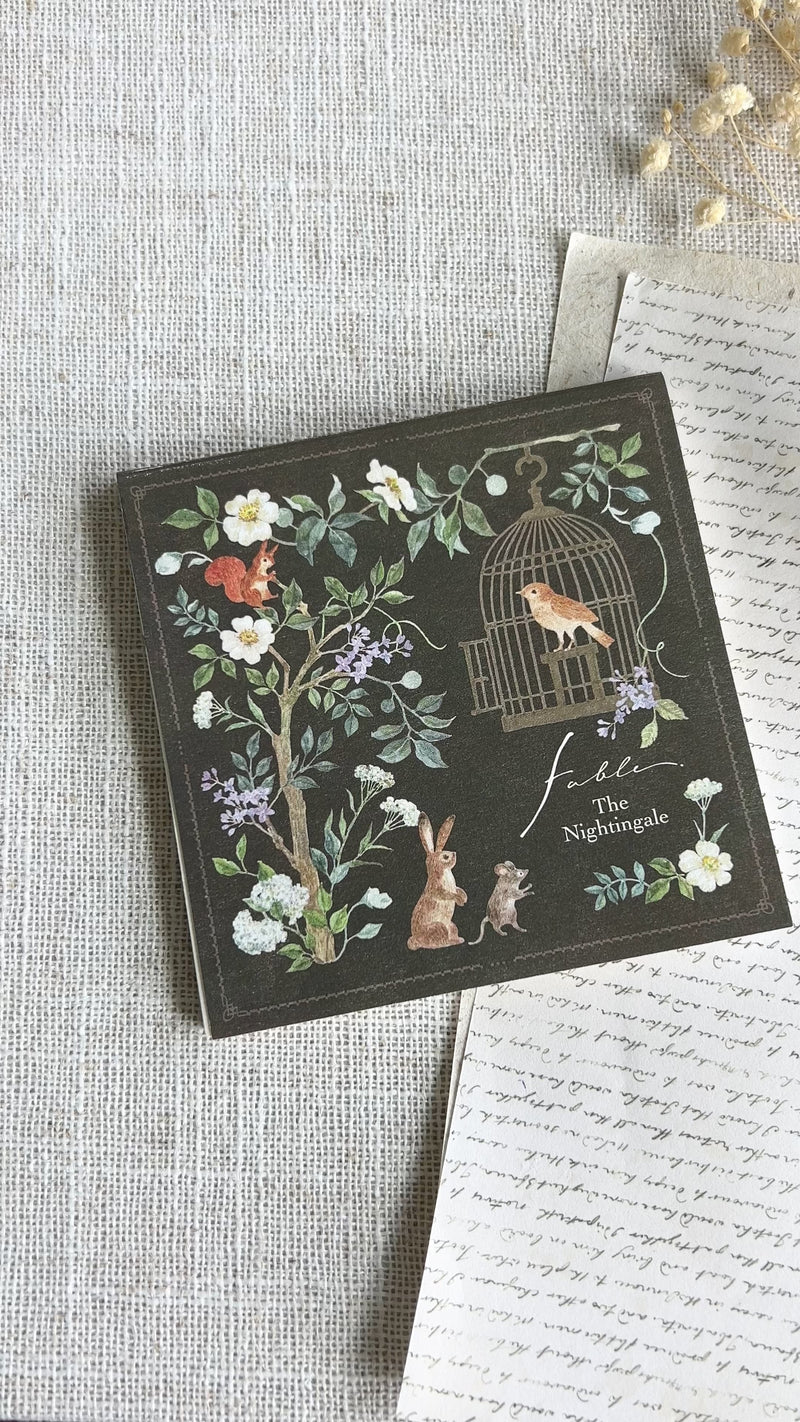 Forest Animals Washi Paper Memo Pad "The Nightingale"