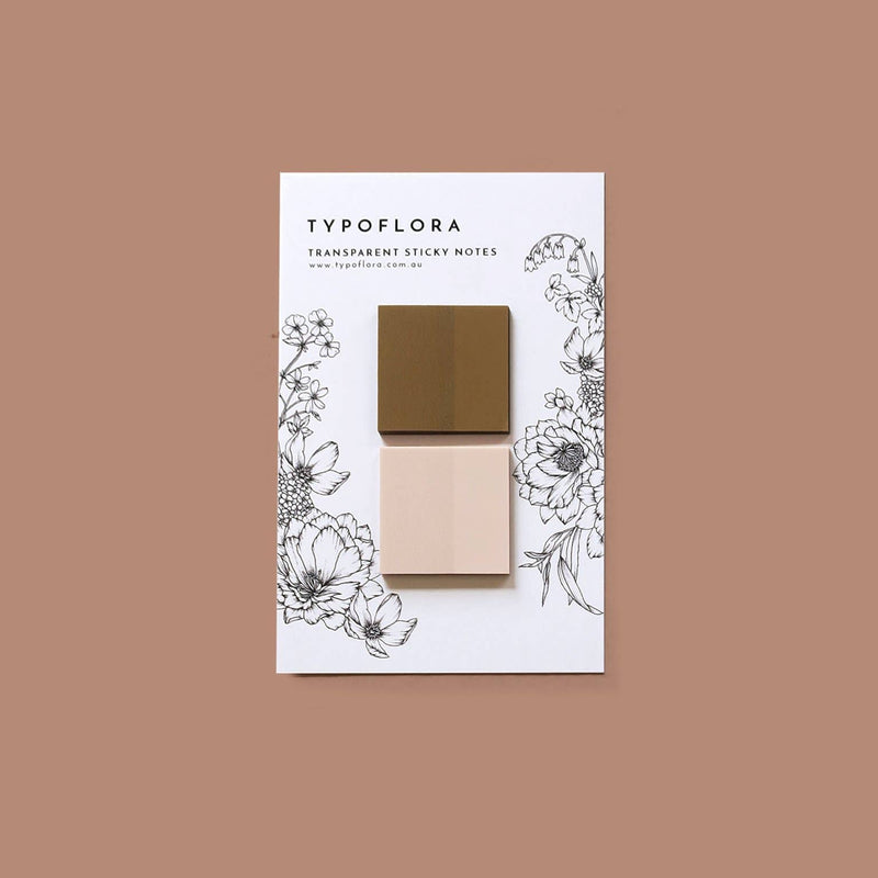 Typoflora - Mocha & Latte Square Transparent Sticky Notes